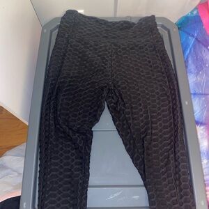 Kids Black Textured Leggings